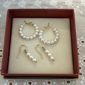 Two pair pearl earrings